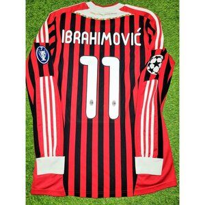 Ibrahimovic AC Milan 2011 2012 Home Long Sleeve UEFA Soccer Jersey Shirt M